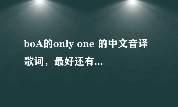 boA的only one 的中文音译歌词，最好还有中文意思。