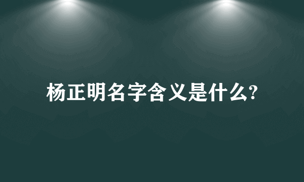 杨正明名字含义是什么?