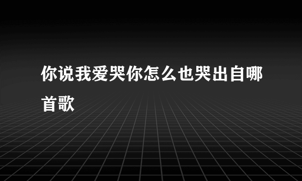 你说我爱哭你怎么也哭出自哪首歌