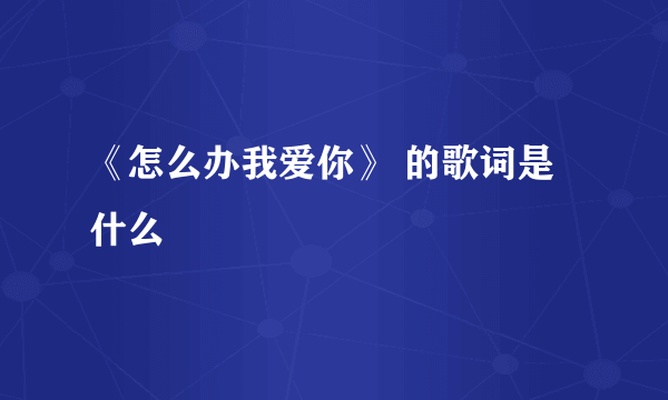 《怎么办我爱你》 的歌词是什么