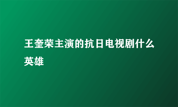 王奎荣主演的抗日电视剧什么英雄