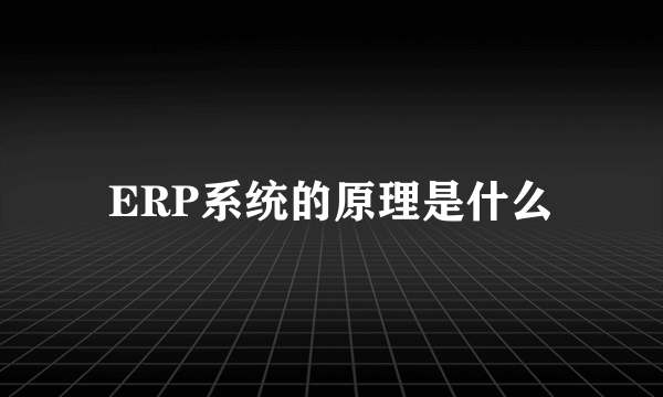 ERP系统的原理是什么