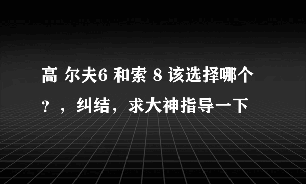 高 尔夫6 和索 8 该选择哪个？，纠结，求大神指导一下