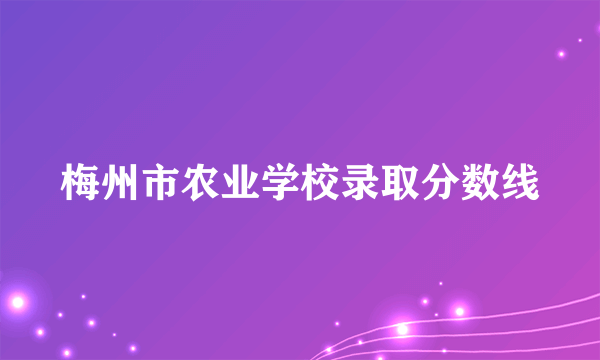 梅州市农业学校录取分数线