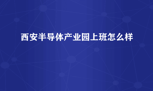 西安半导体产业园上班怎么样