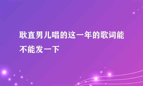 耿直男儿唱的这一年的歌词能不能发一下