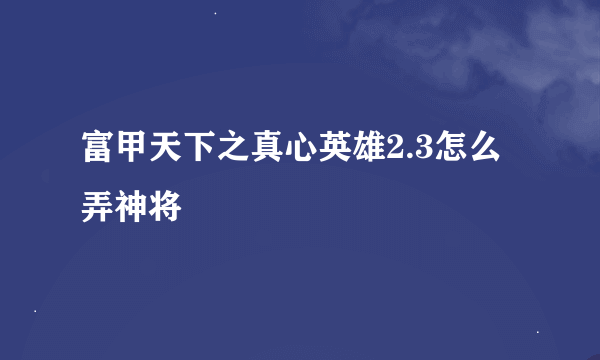 富甲天下之真心英雄2.3怎么弄神将