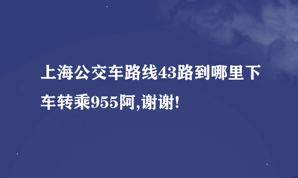 上海公交车路线43路到哪里下车转乘955阿,谢谢!