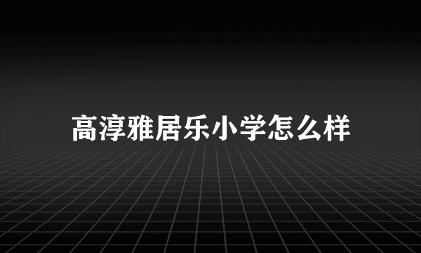 高淳雅居乐小学怎么样