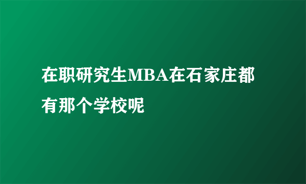 在职研究生MBA在石家庄都有那个学校呢