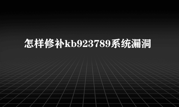 怎样修补kb923789系统漏洞