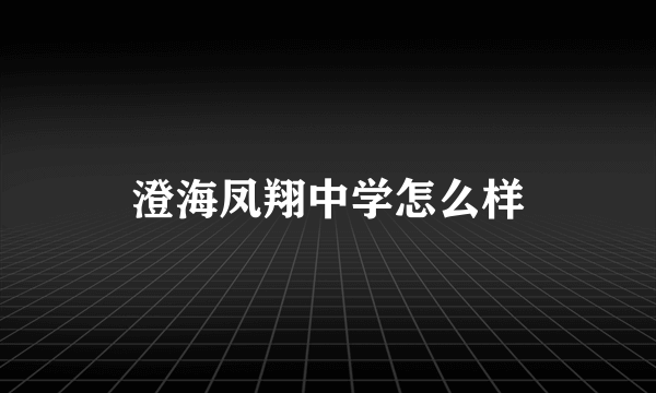 澄海凤翔中学怎么样