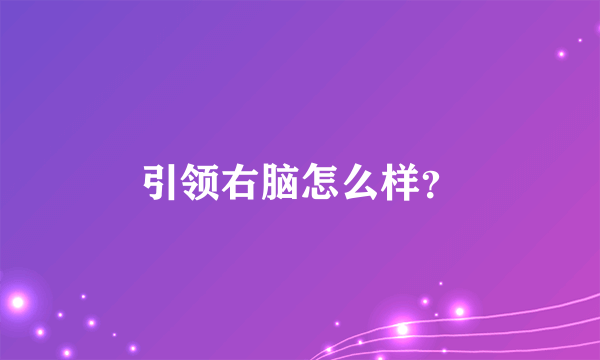 引领右脑怎么样？