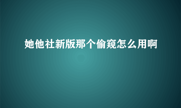 她他社新版那个偷窥怎么用啊