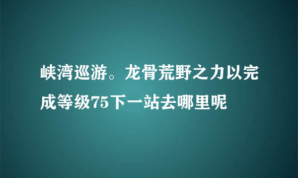 峡湾巡游。龙骨荒野之力以完成等级75下一站去哪里呢