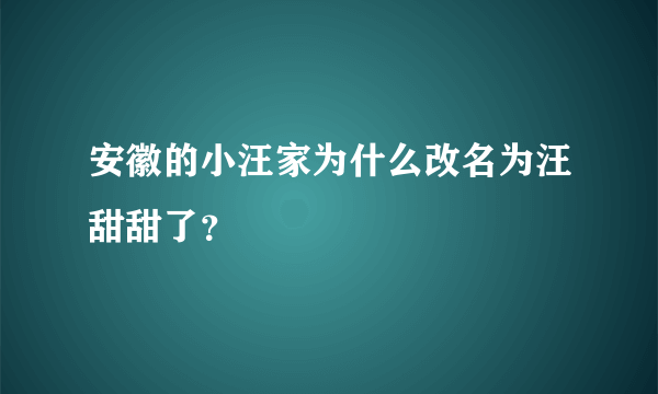 安徽的小汪家为什么改名为汪甜甜了？