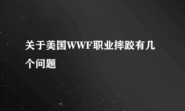 关于美国WWF职业摔跤有几个问题