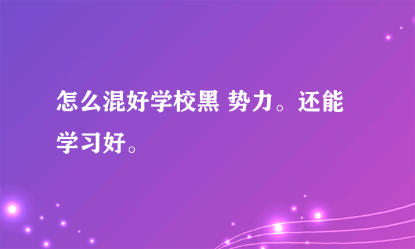 怎么混好学校黑 势力。还能学习好。