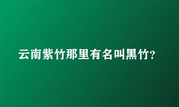 云南紫竹那里有名叫黑竹？