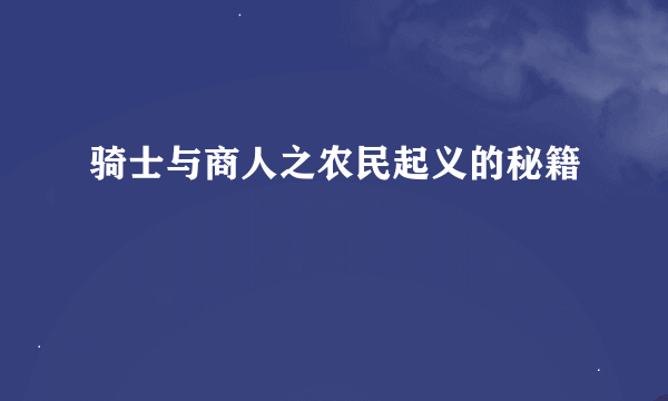 骑士与商人之农民起义的秘籍