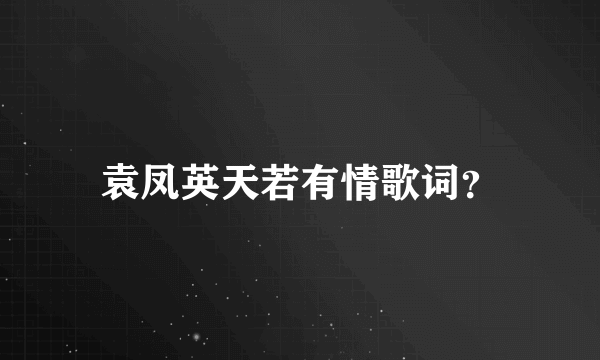 袁凤英天若有情歌词？