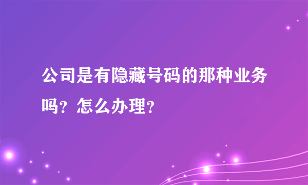 公司是有隐藏号码的那种业务吗？怎么办理？