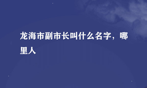 龙海市副市长叫什么名字，哪里人