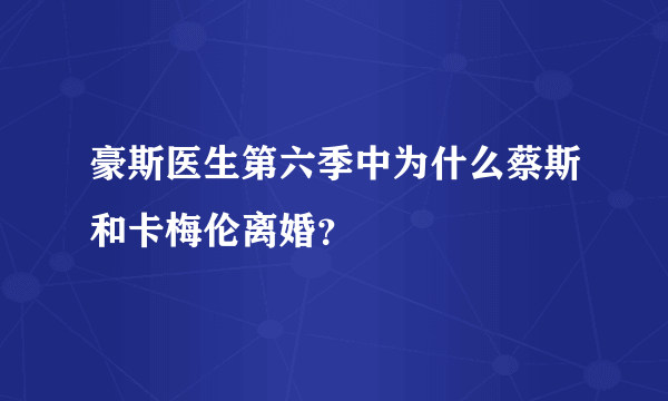 豪斯医生第六季中为什么蔡斯和卡梅伦离婚？