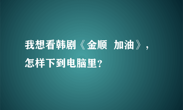 我想看韩剧《金顺  加油》，怎样下到电脑里？