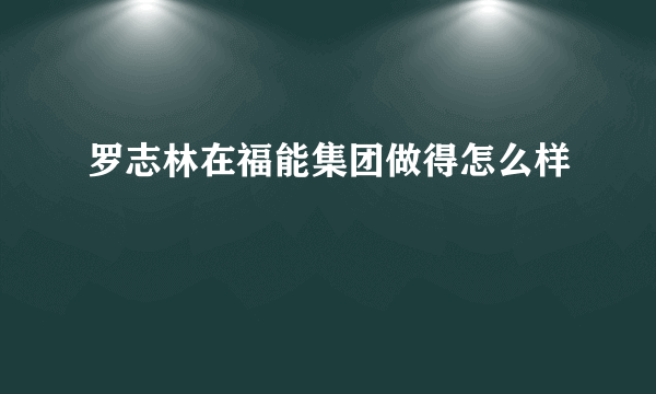 罗志林在福能集团做得怎么样