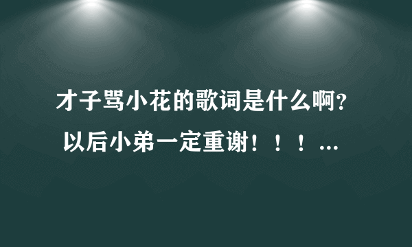 才子骂小花的歌词是什么啊？ 以后小弟一定重谢！！！！！！！！！