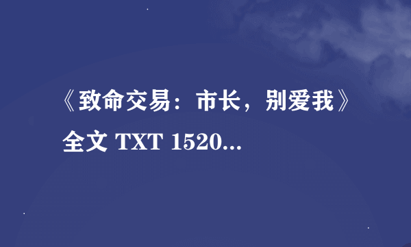 《致命交易：市长，别爱我》 全文 TXT 1520341877