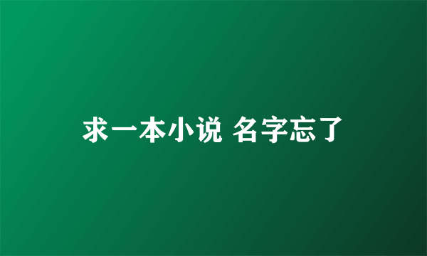 求一本小说 名字忘了