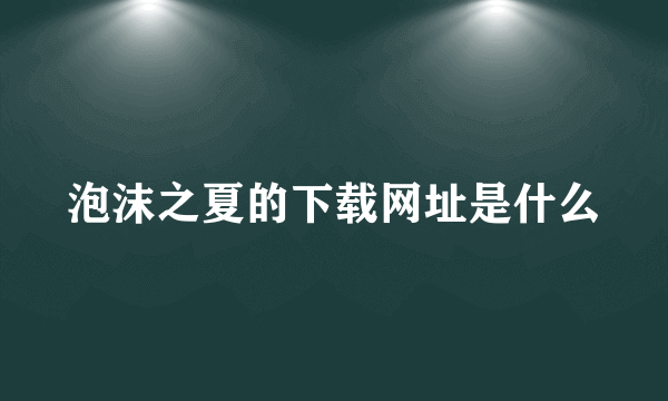 泡沫之夏的下载网址是什么