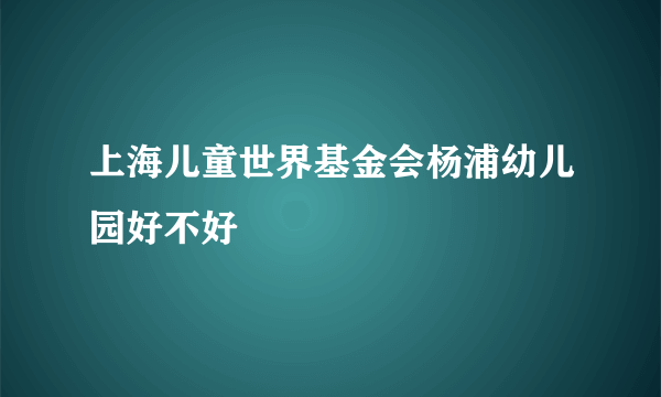 上海儿童世界基金会杨浦幼儿园好不好