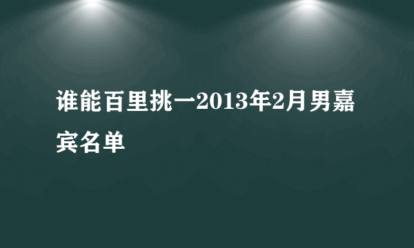 谁能百里挑一2013年2月男嘉宾名单