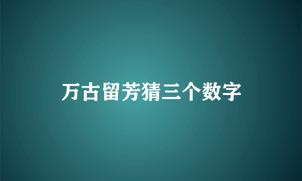 万古留芳猜三个数字