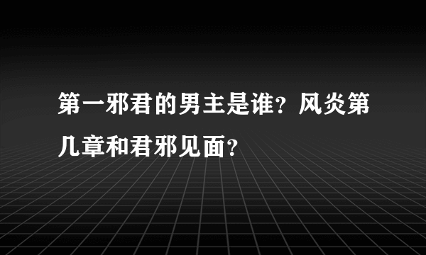 第一邪君的男主是谁？风炎第几章和君邪见面？