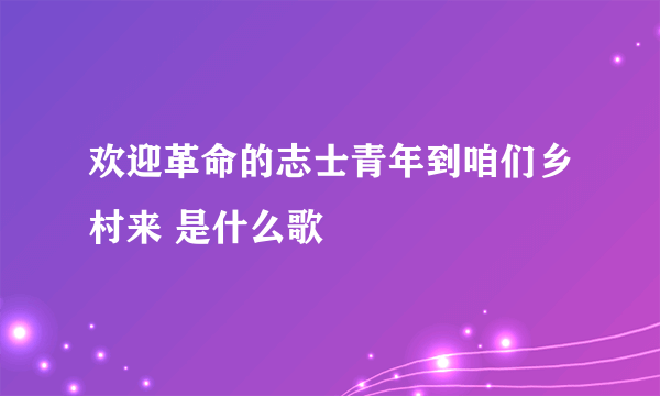 欢迎革命的志士青年到咱们乡村来 是什么歌