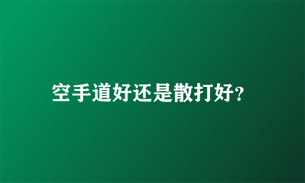 空手道好还是散打好？