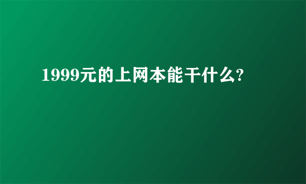 1999元的上网本能干什么?