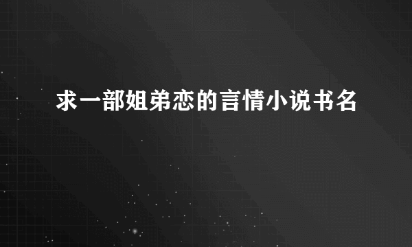 求一部姐弟恋的言情小说书名