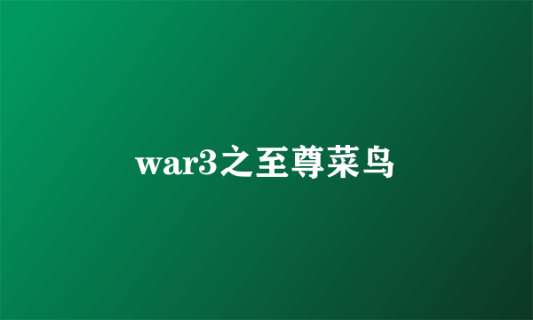 war3之至尊菜鸟