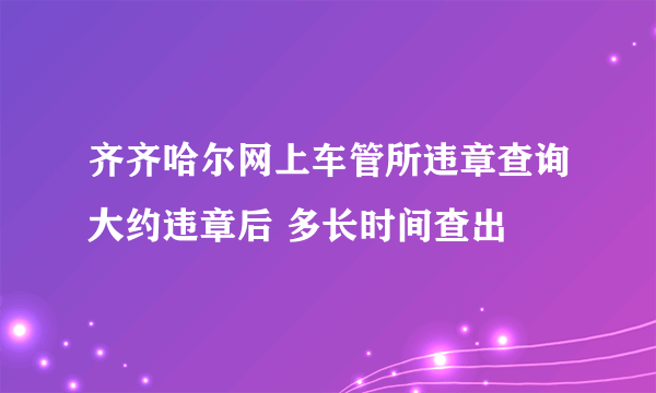 齐齐哈尔网上车管所违章查询大约违章后 多长时间查出