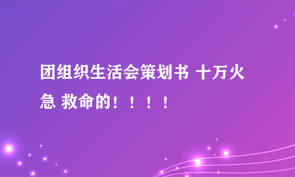 团组织生活会策划书 十万火急 救命的！！！！