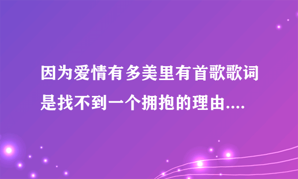 因为爱情有多美里有首歌歌词是找不到一个拥抱的理由....，这首歌叫什么？