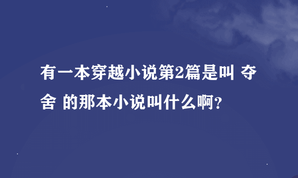 有一本穿越小说第2篇是叫 夺舍 的那本小说叫什么啊？