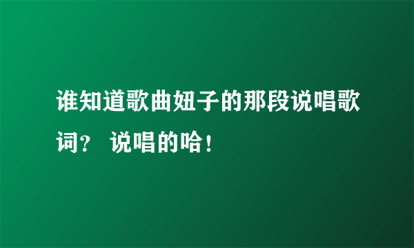 谁知道歌曲妞子的那段说唱歌词？ 说唱的哈！