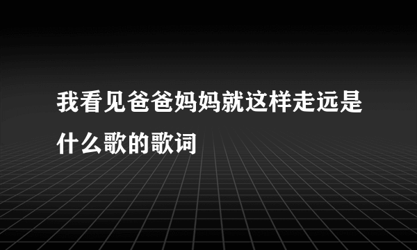 我看见爸爸妈妈就这样走远是什么歌的歌词