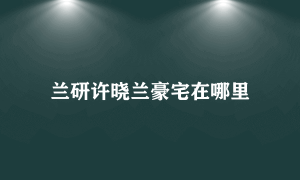 兰研许晓兰豪宅在哪里